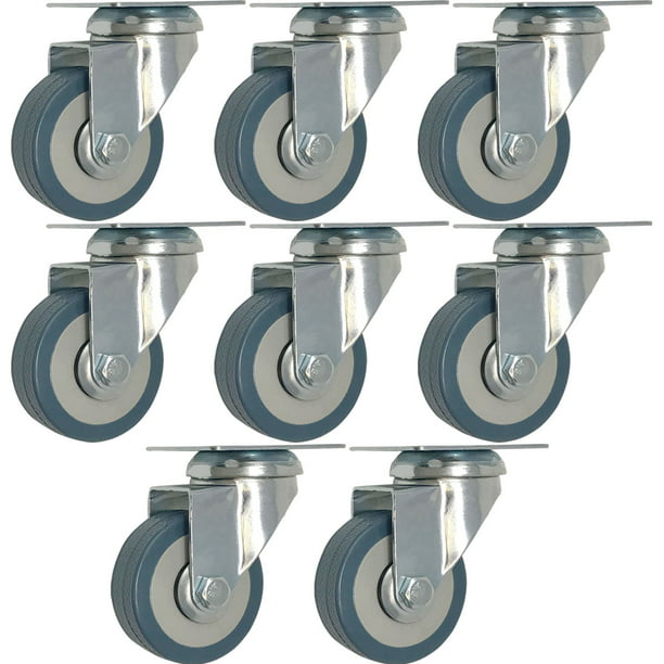 1.5 Inch Caster Wheels 4 Pack Safety No Noise and Protect Floor from Scratches TPE Rubber Caster with 360 Degree Top Plate and Break Brake 192LB of Total Capacity for Furniture Plate Castors 